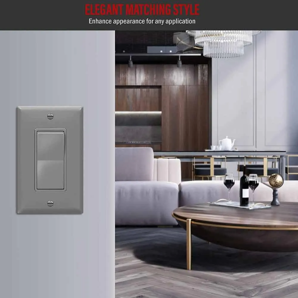 1-Gang Decorator Rocker Wall Plate Gray