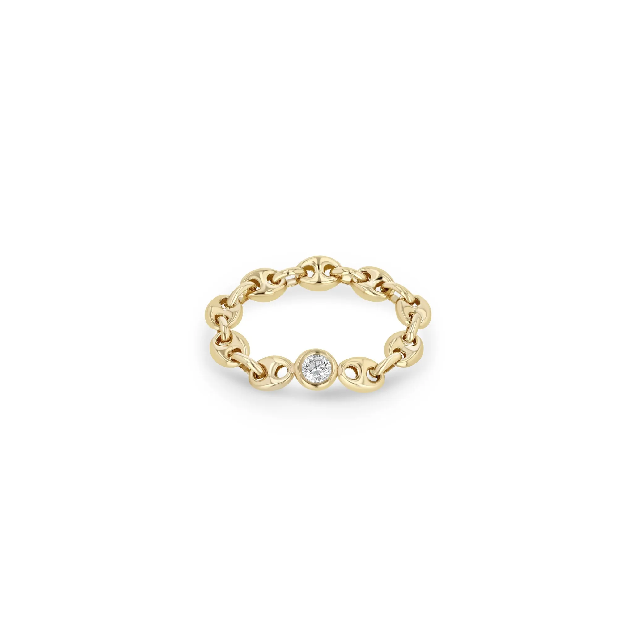 14k Floating Diamond Small Mariner Chain Ring