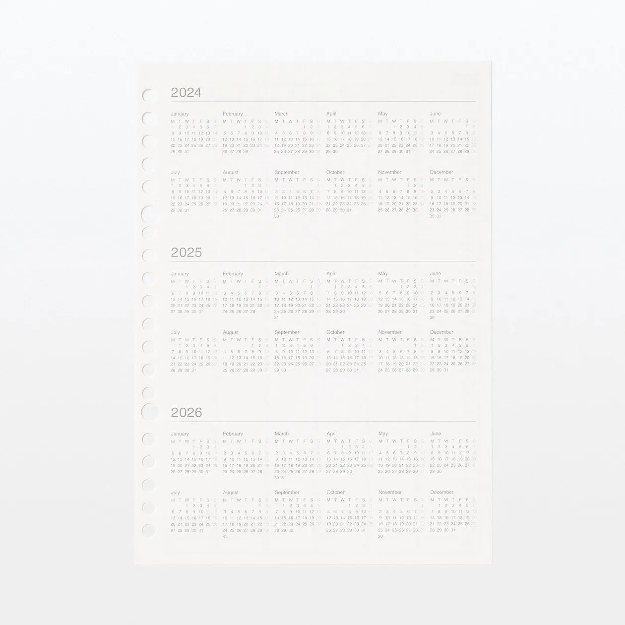 2025 Loose Leaf Paper Refill - Monthly Planner