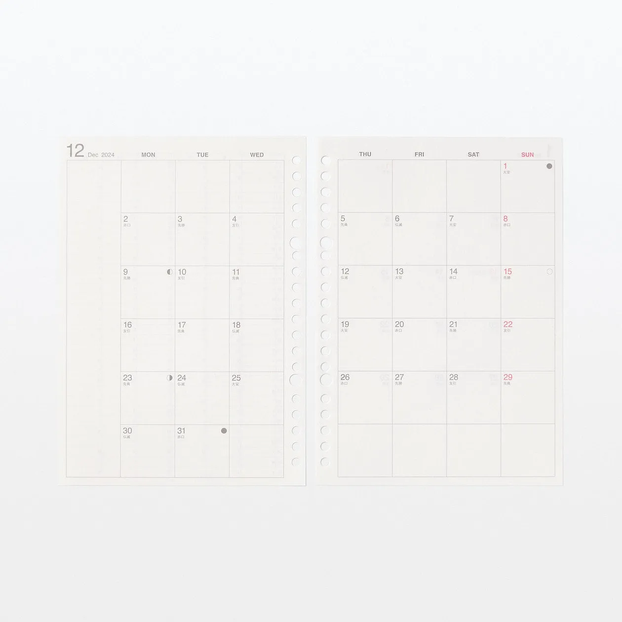 2025 Loose Leaf Paper Refill - Monthly Planner