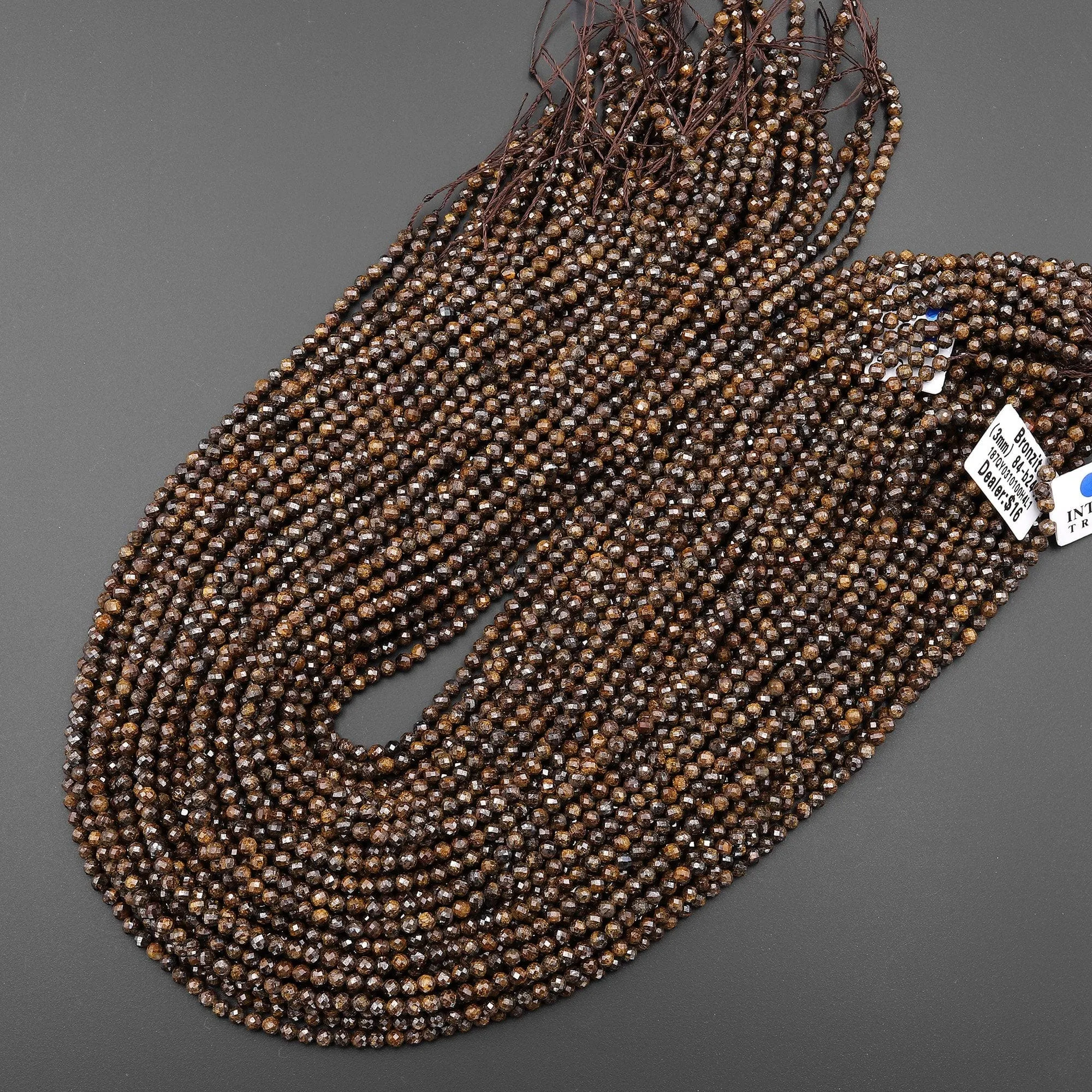 AAA Faceted Natural Bronzite Beads 2mm 3mm Round Gemstone 15.5" Strand