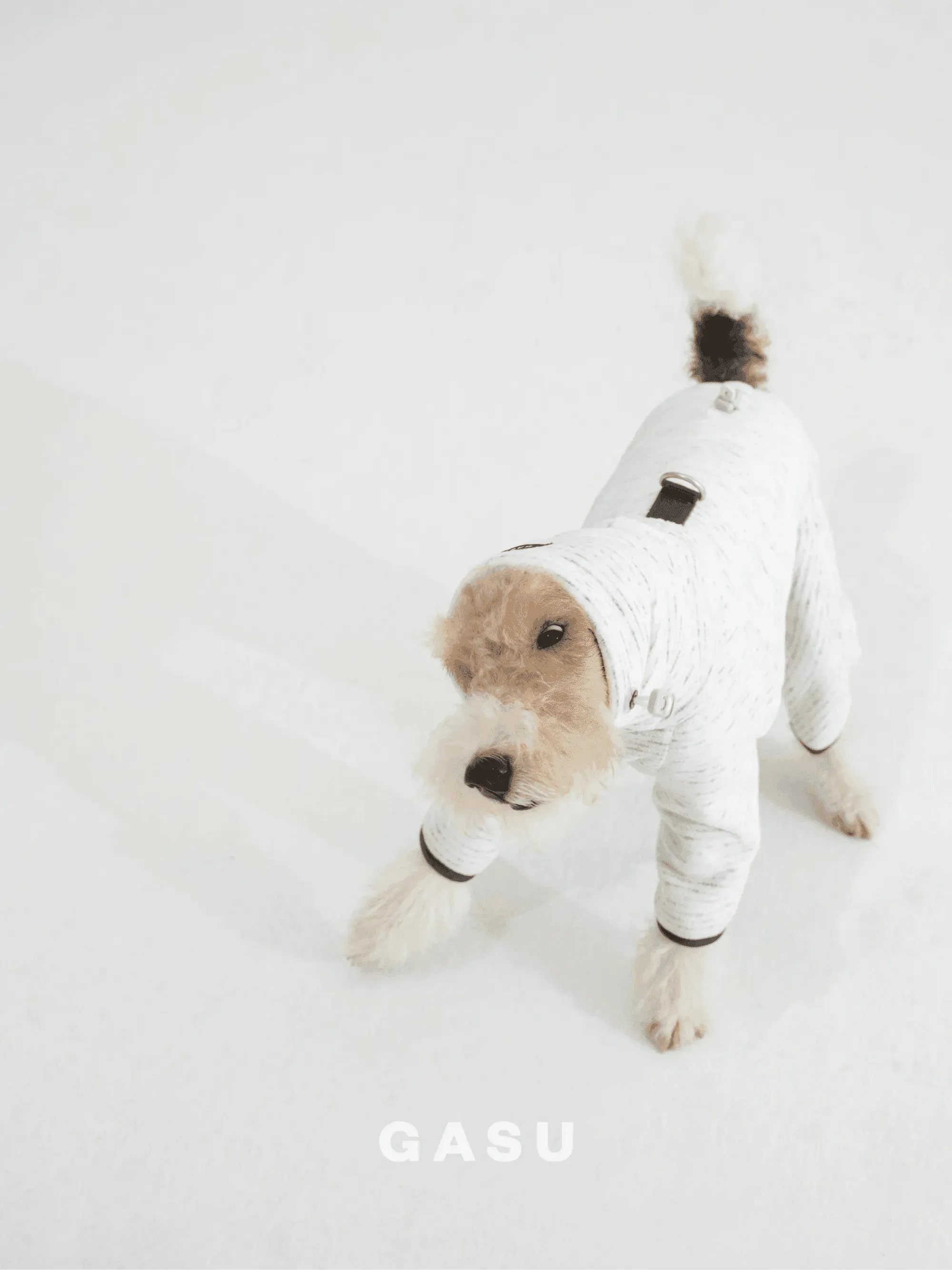 Adjustable 4-Leg Anti-static Fleece Dog Jumpsuit | White