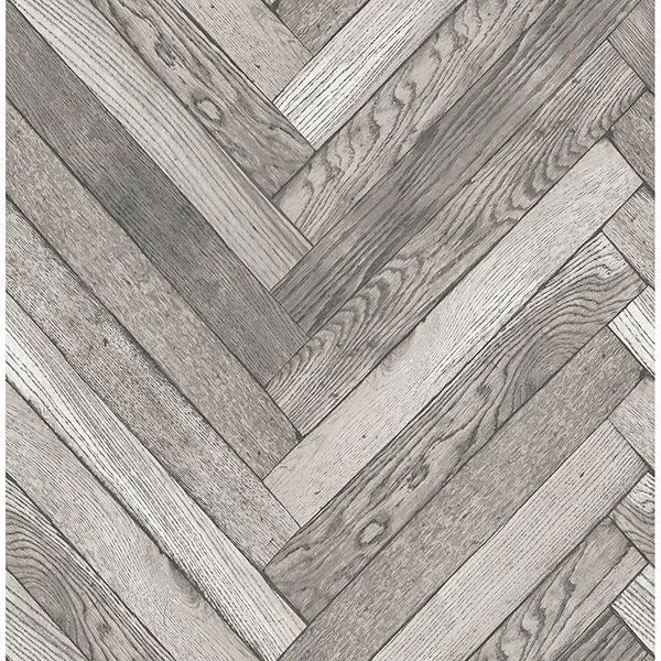 Altadena Grey Diagonal Wood Wallpaper  | Brewster Wallcovering