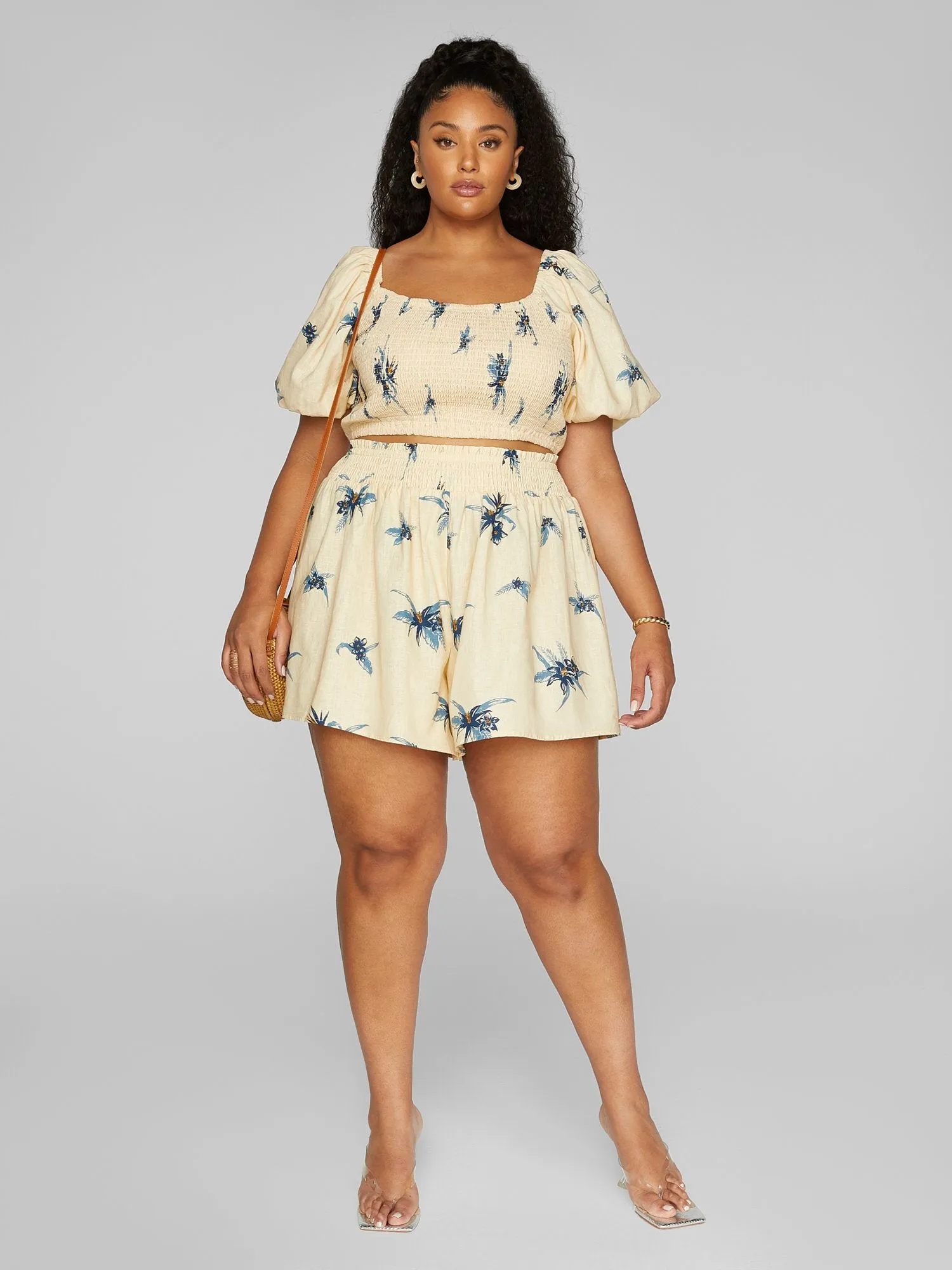 Amelia Floral Print Linen Shorts
