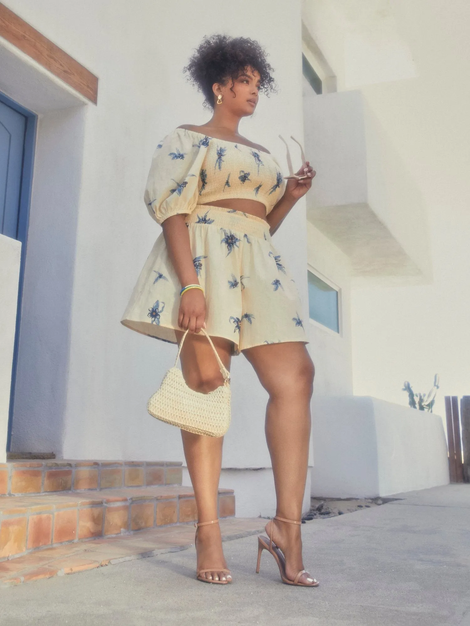 Amelia Floral Print Linen Shorts