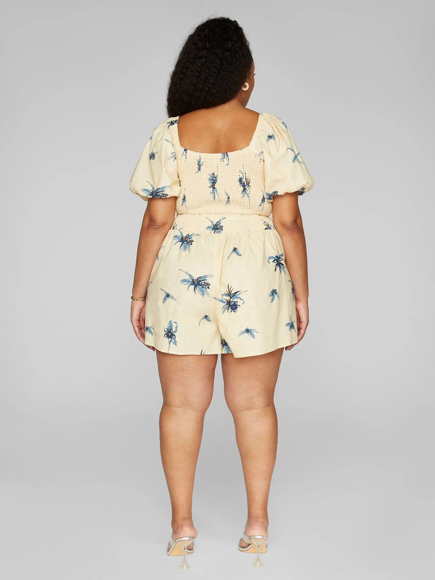 Amelia Floral Print Linen Shorts