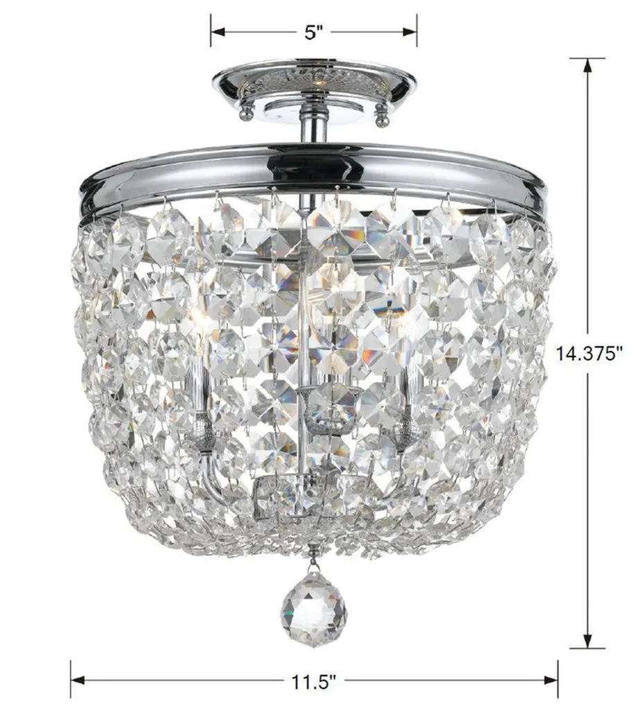Archer 3 Light Spectra Crystal Polished Chrome Semi Flush Mount
