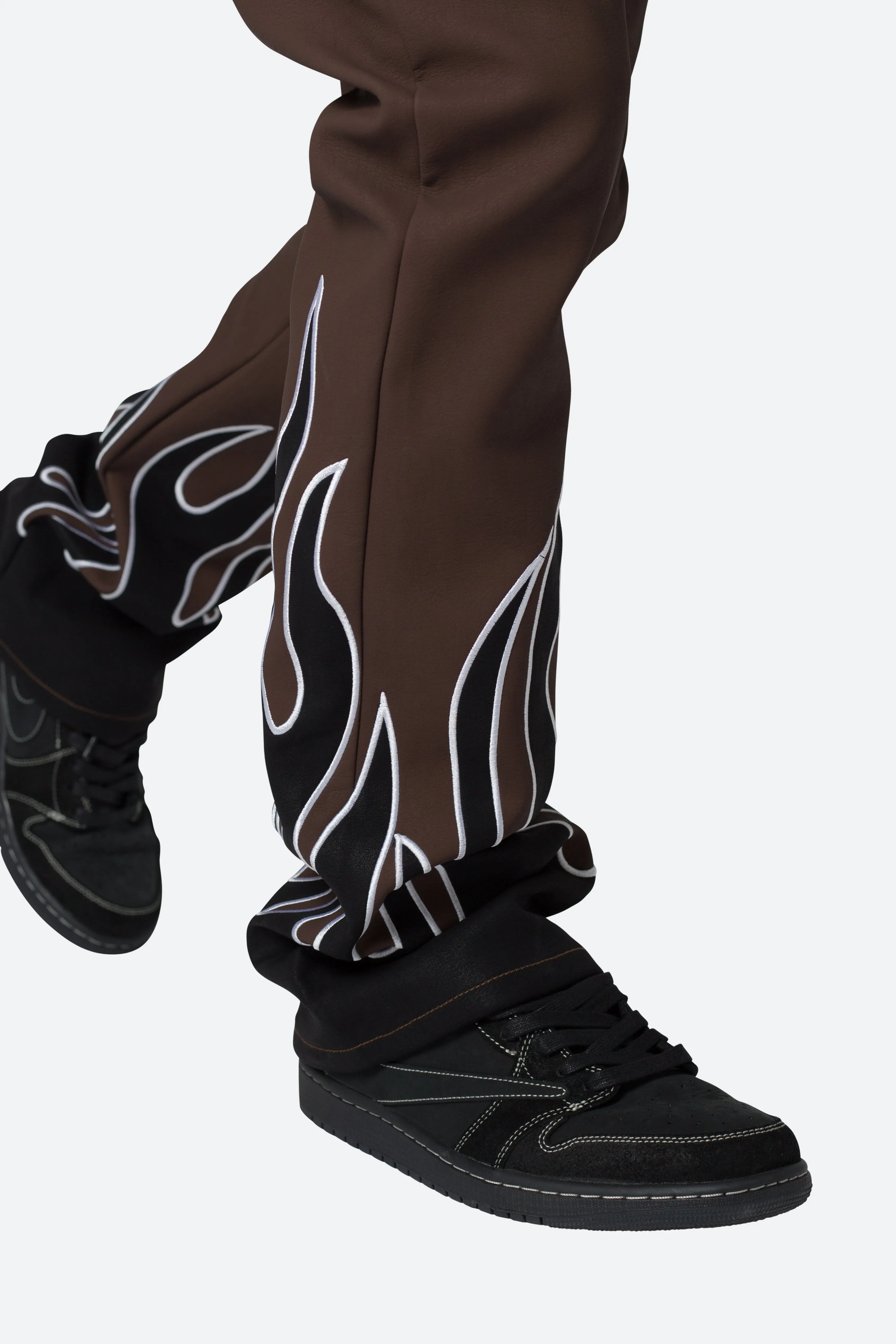B517 Leather Flare Flame Pants - Brown/Black