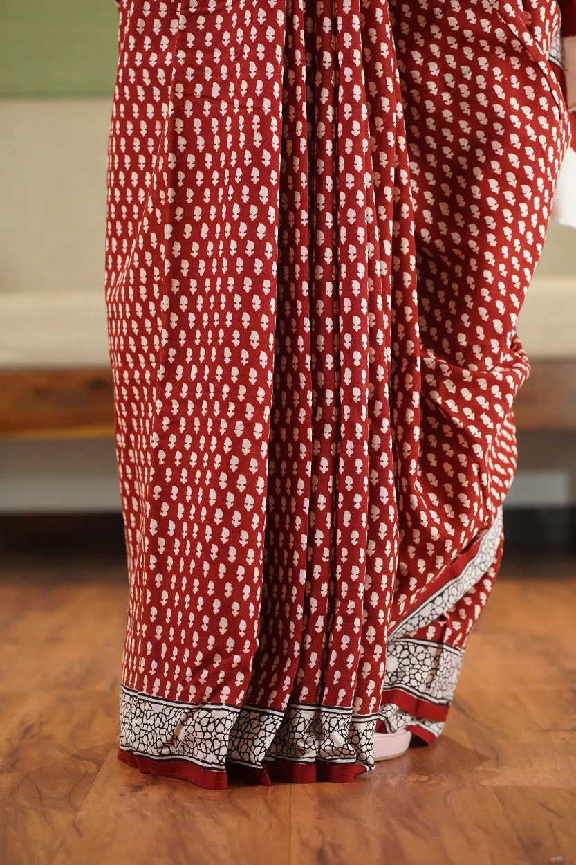 Bagh Hand Block Printed Cotton Saree