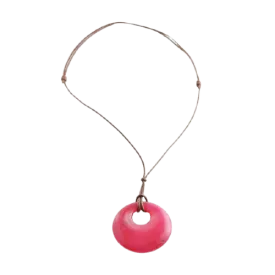 Barse Leather and Fuschia Jade Necklace