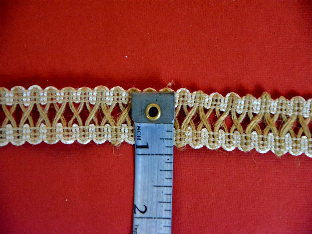 Beige Brown Pattern L-66 Jute Criss Cross Lace