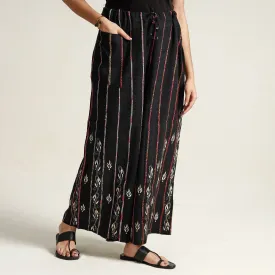 Black - Bengal Khesh Weaving Kantha Embroidery Cotton Palazzo 10