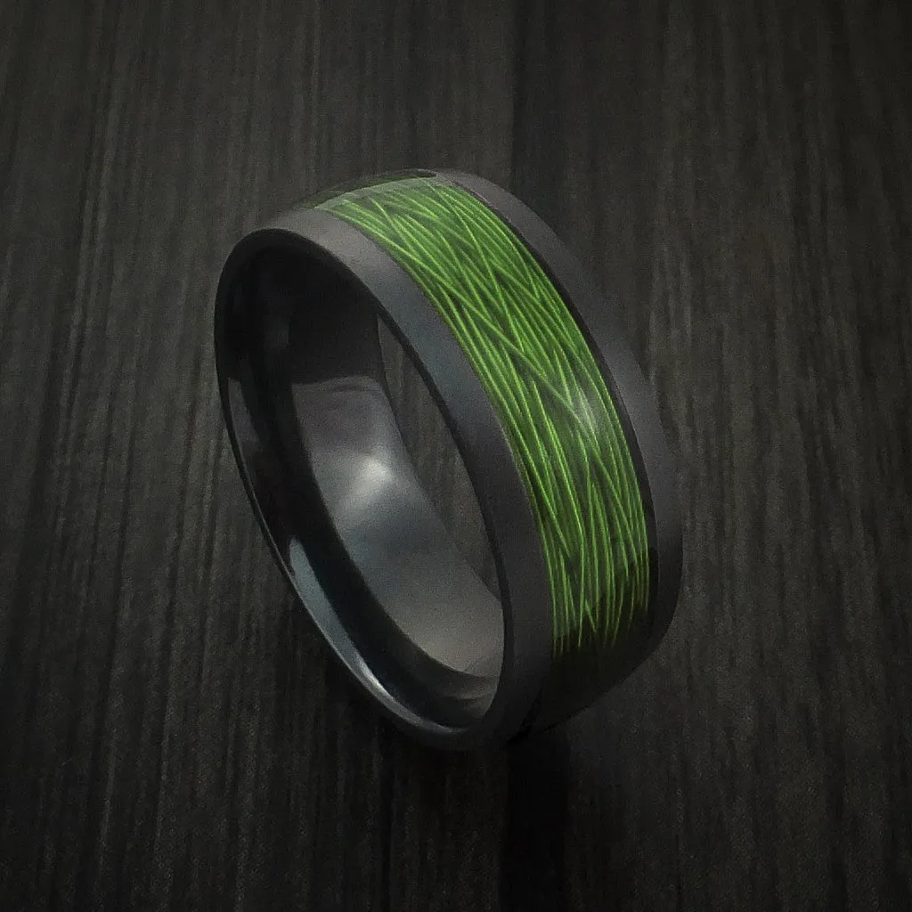 Black Titanium and Wire Men's Ring Custom Made Choose your Color