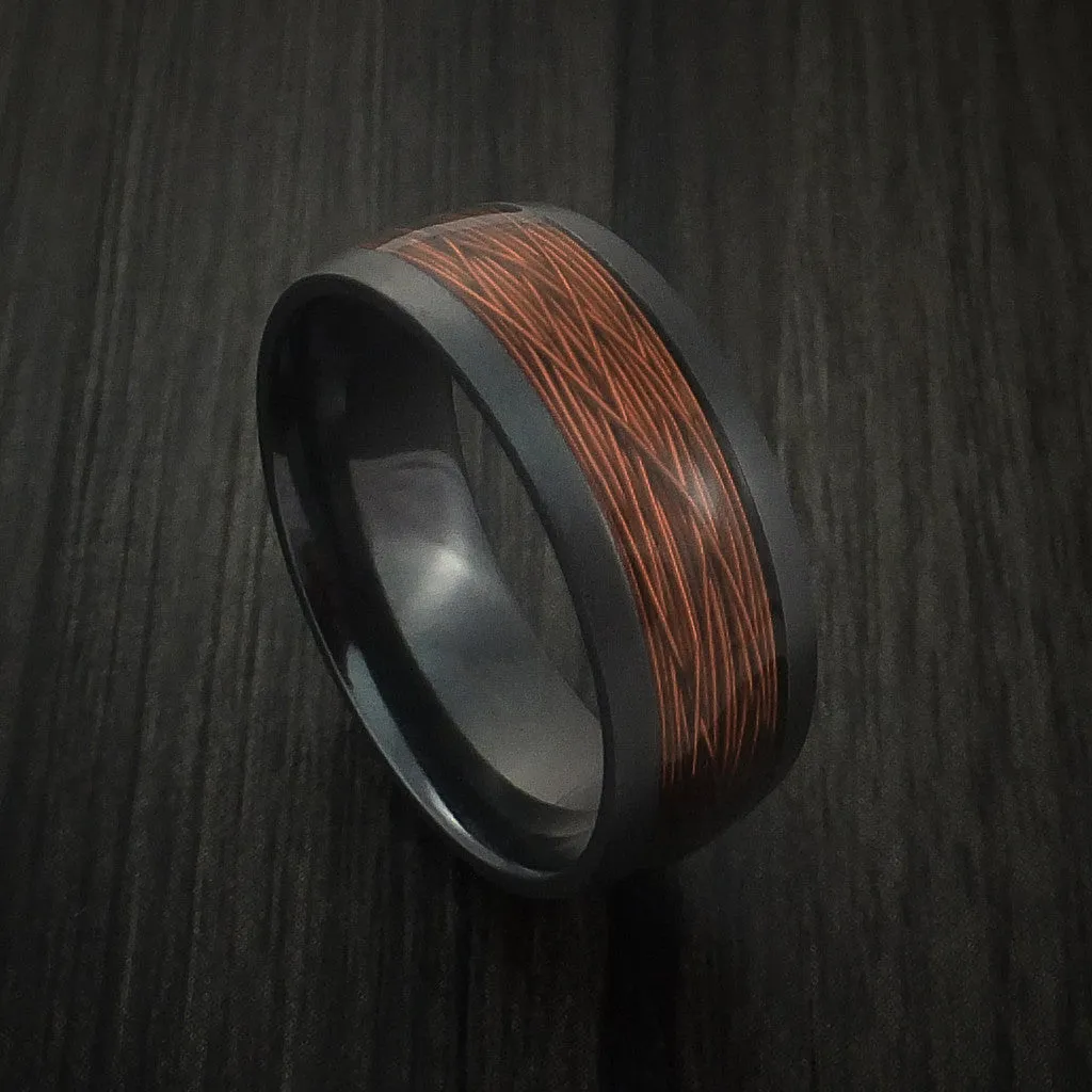 Black Titanium and Wire Men's Ring Custom Made Choose your Color