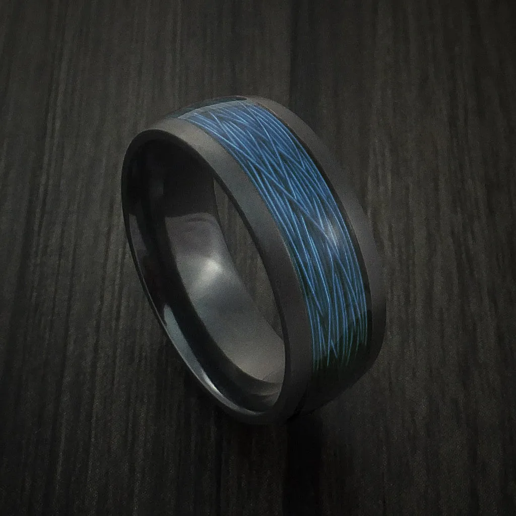 Black Titanium and Wire Men's Ring Custom Made Choose your Color