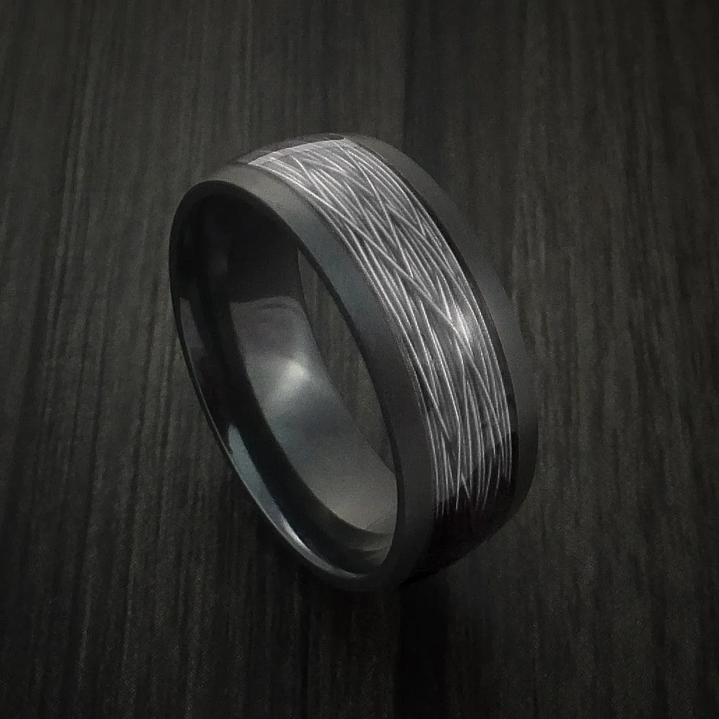 Black Titanium and Wire Men's Ring Custom Made Choose your Color