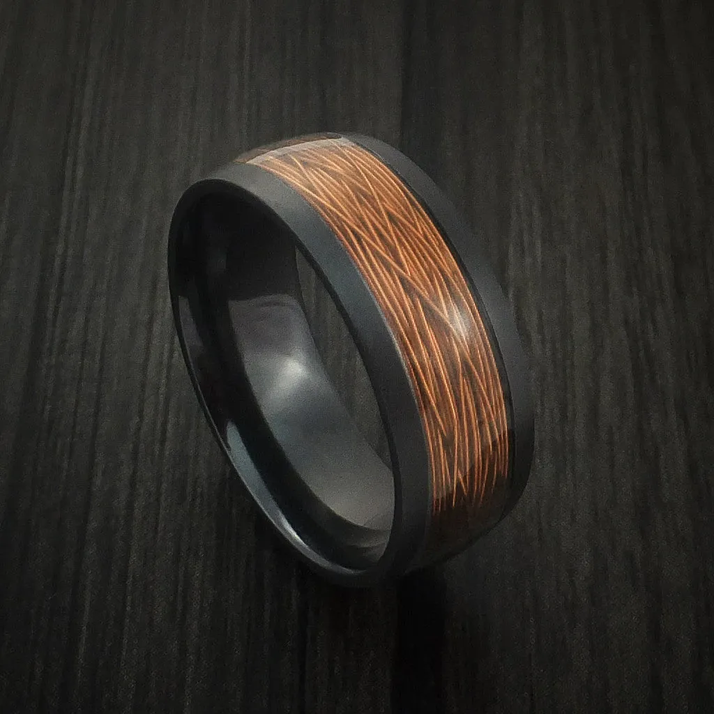 Black Titanium and Wire Men's Ring Custom Made Choose your Color
