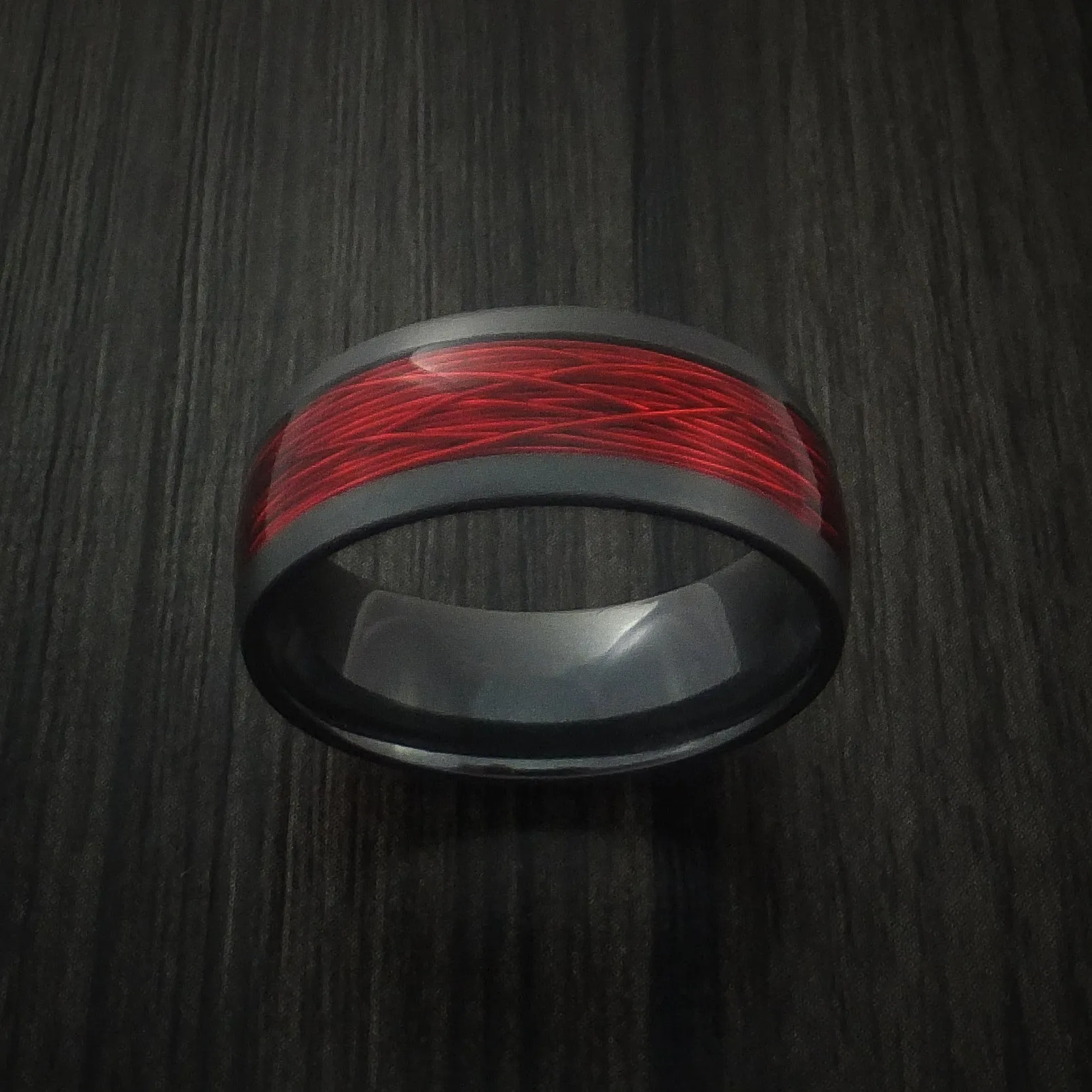 Black Titanium and Wire Men's Ring Custom Made Choose your Color