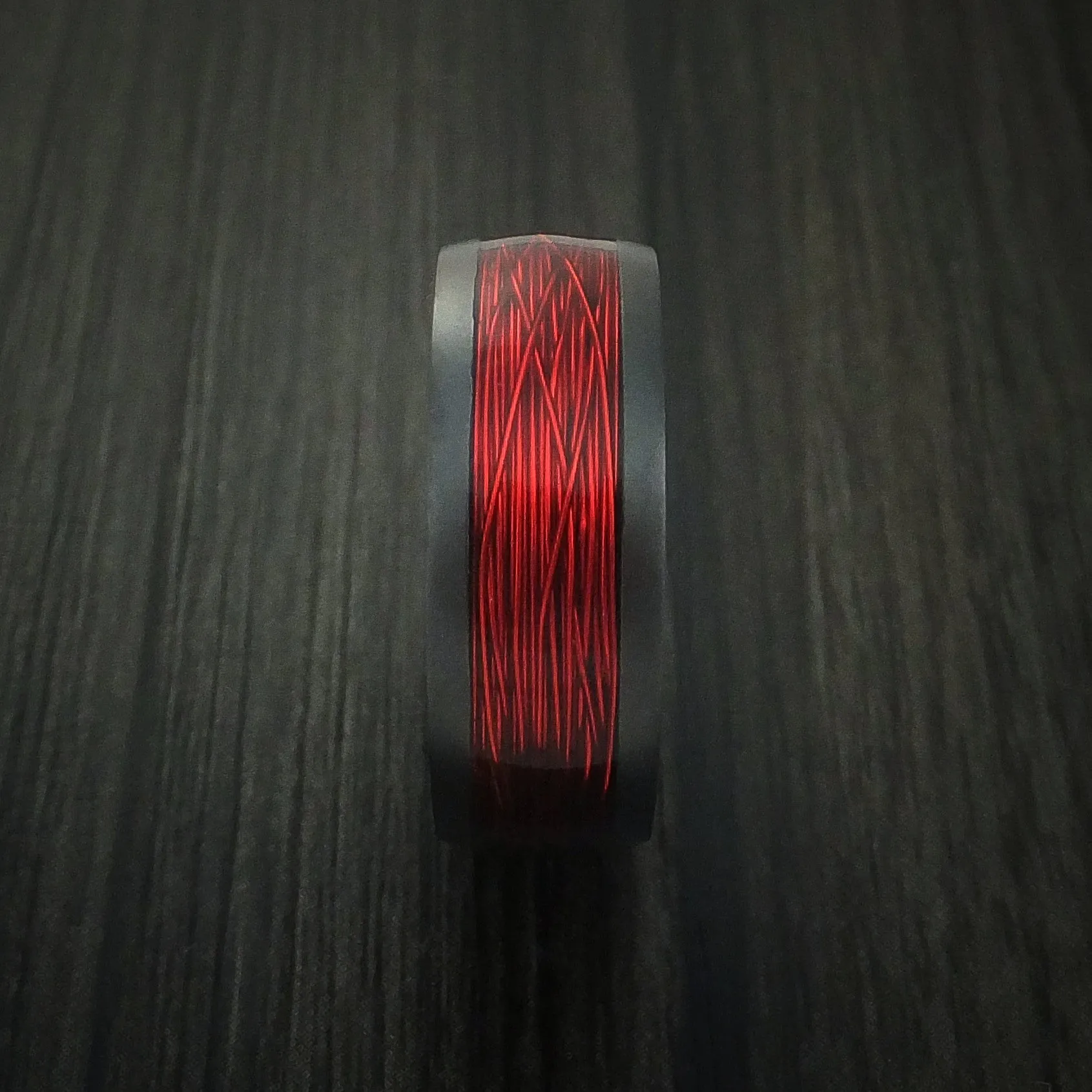 Black Titanium and Wire Men's Ring Custom Made Choose your Color