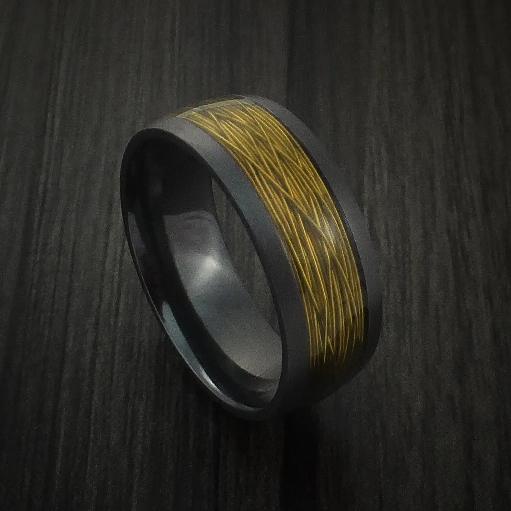 Black Titanium and Wire Men's Ring Custom Made Choose your Color
