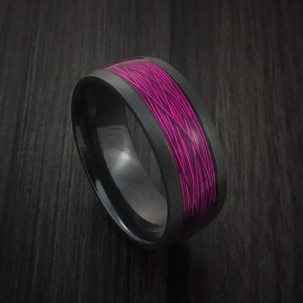 Black Titanium and Wire Men's Ring Custom Made Choose your Color