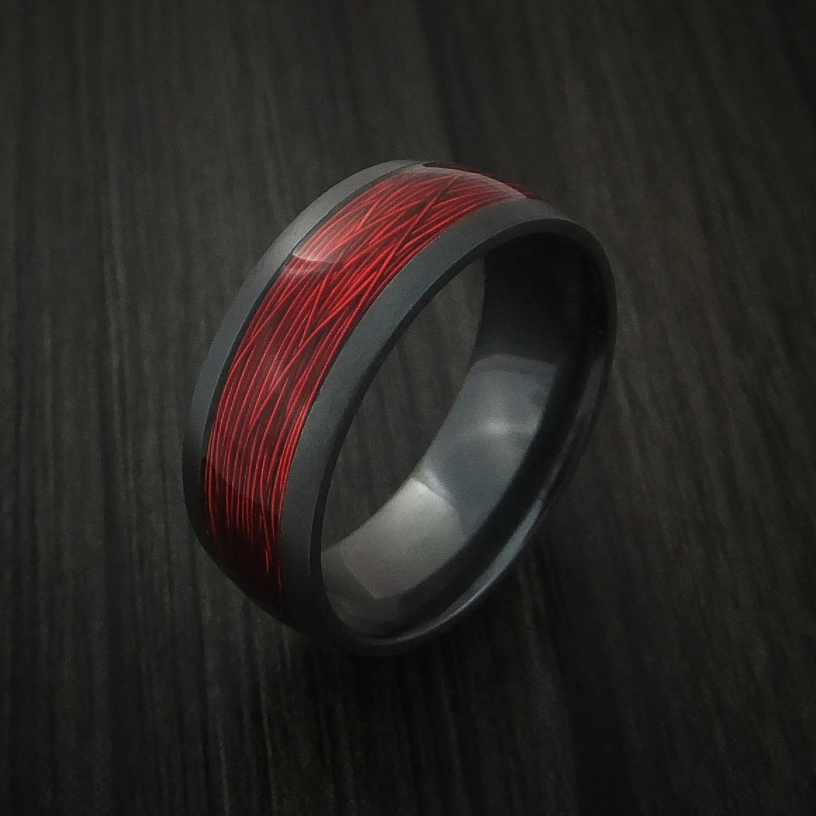 Black Titanium and Wire Men's Ring Custom Made Choose your Color