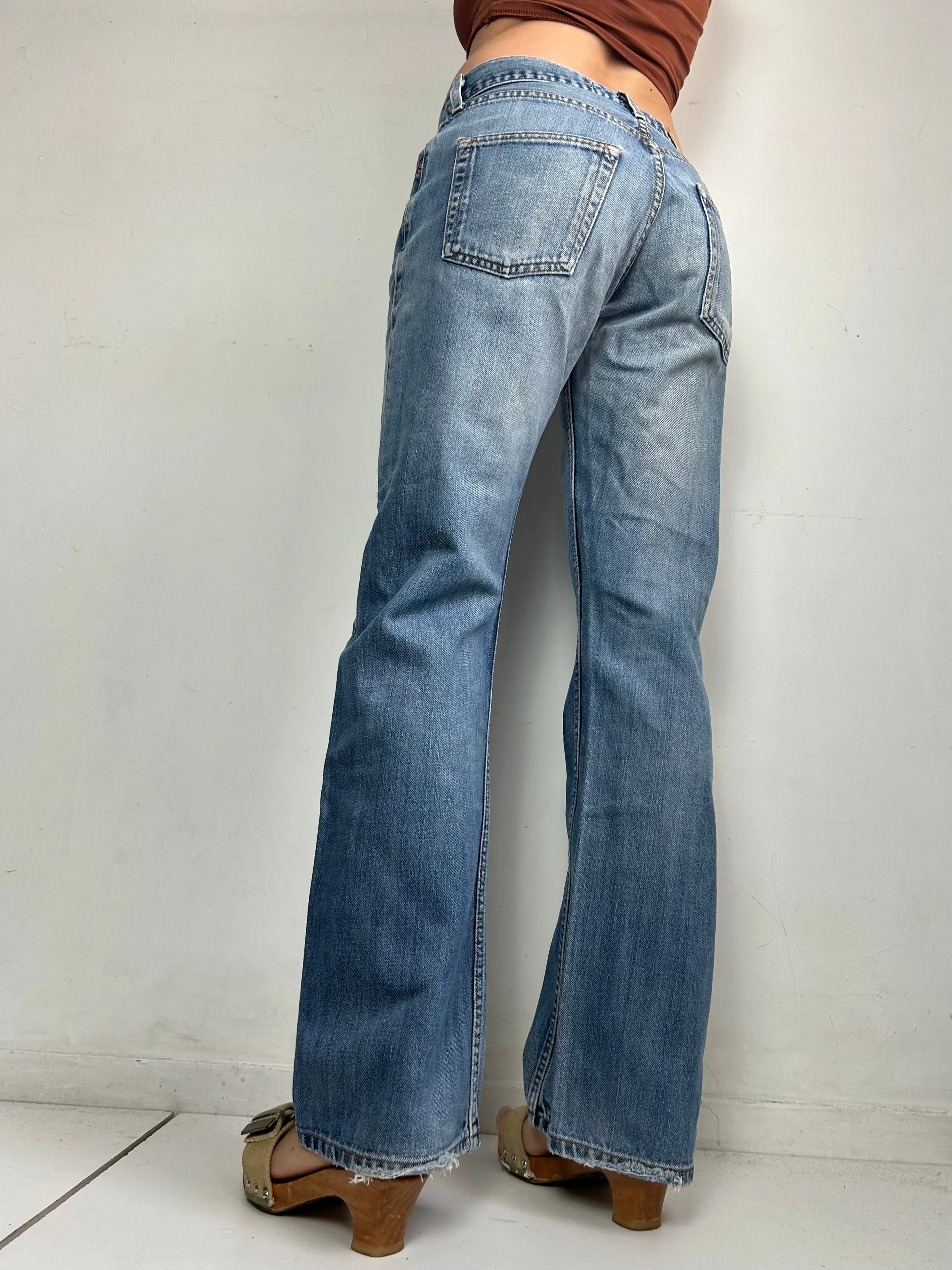 Blue denim low waist baggy pants (M)