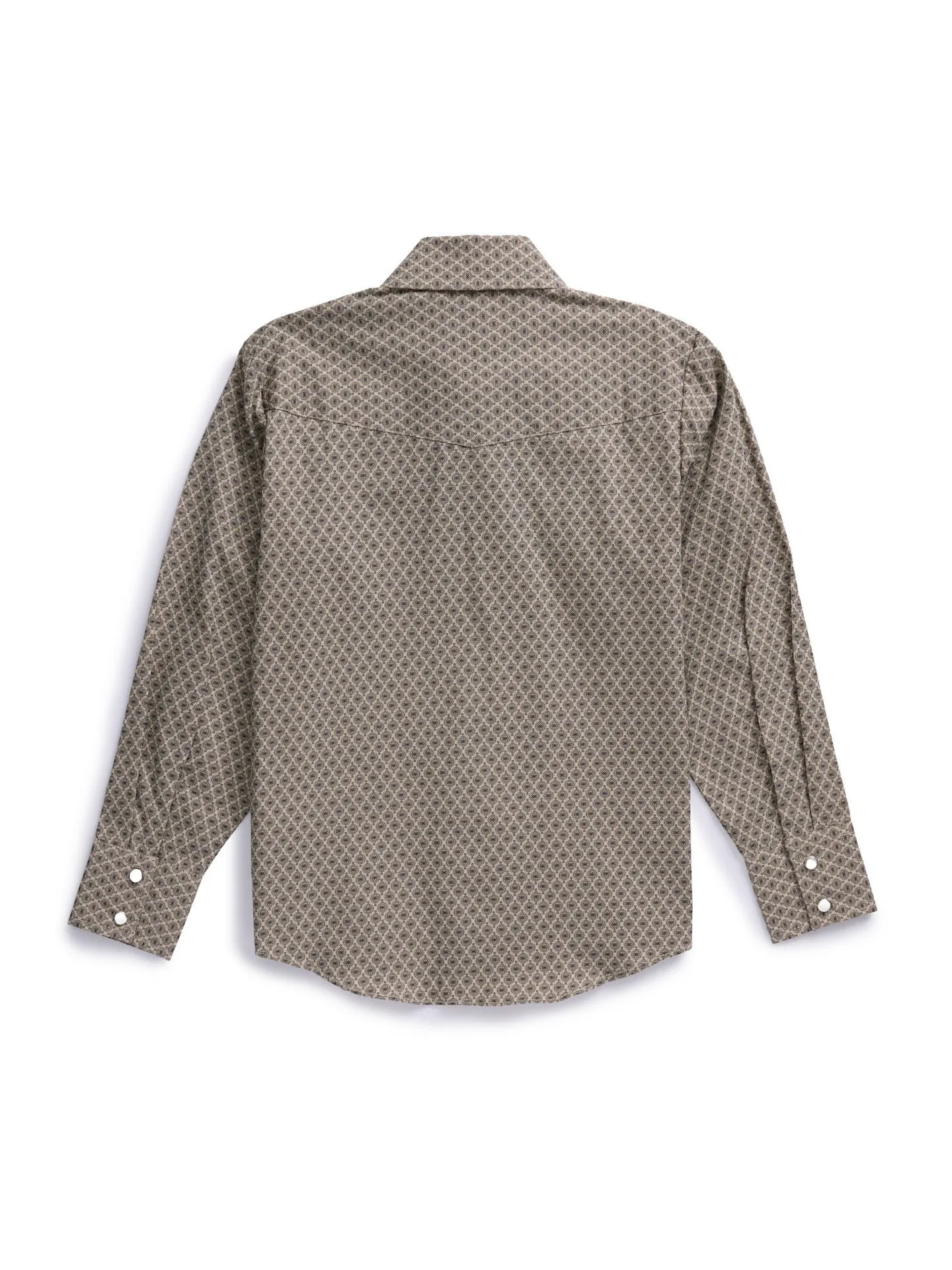 Boy's Ely Cattleman Long Sleeve Medallion Print Western Snap Shirt- Teal & Khaki