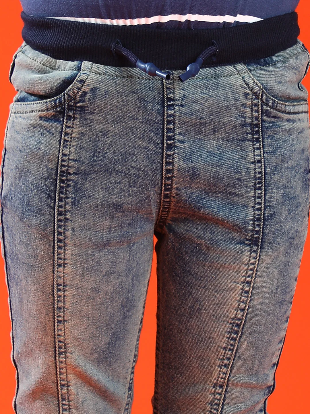 Boys Khakhi Tint Lycra Slim Fit Washed Jogger
