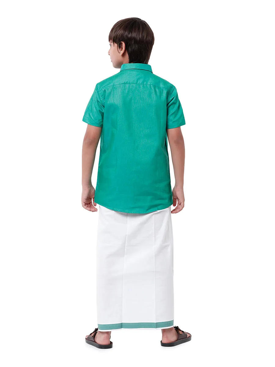 Boys Matching Dhoti & Shirt Combo Green C36