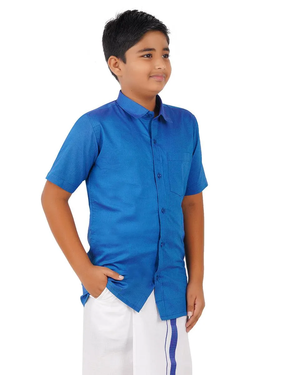 Boys Matching Dhoti & Shirt Combo Madison Blue OX15