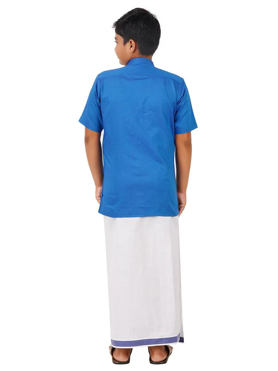 Boys Matching Dhoti & Shirt Combo Madison Blue OX15