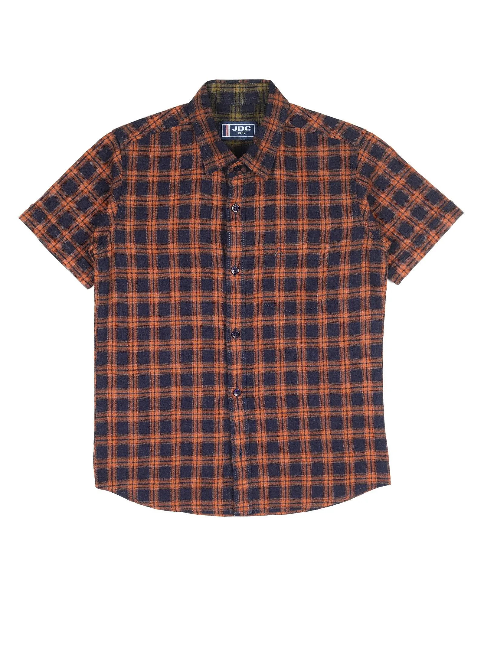 BOY'S ORANGE CHECK REGULAR FIT SHIRT