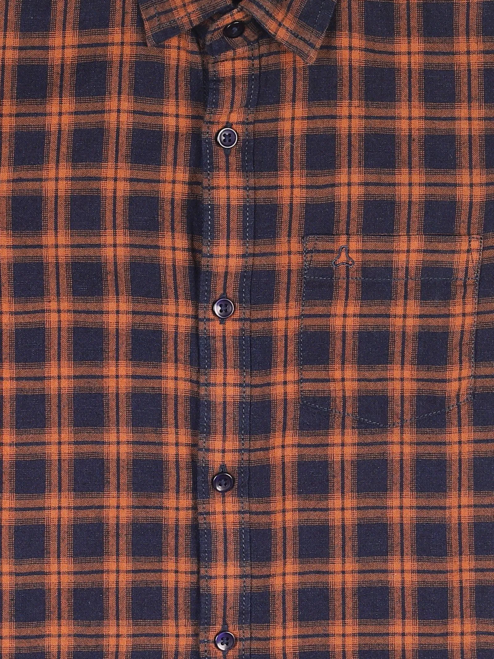 BOY'S ORANGE CHECK REGULAR FIT SHIRT
