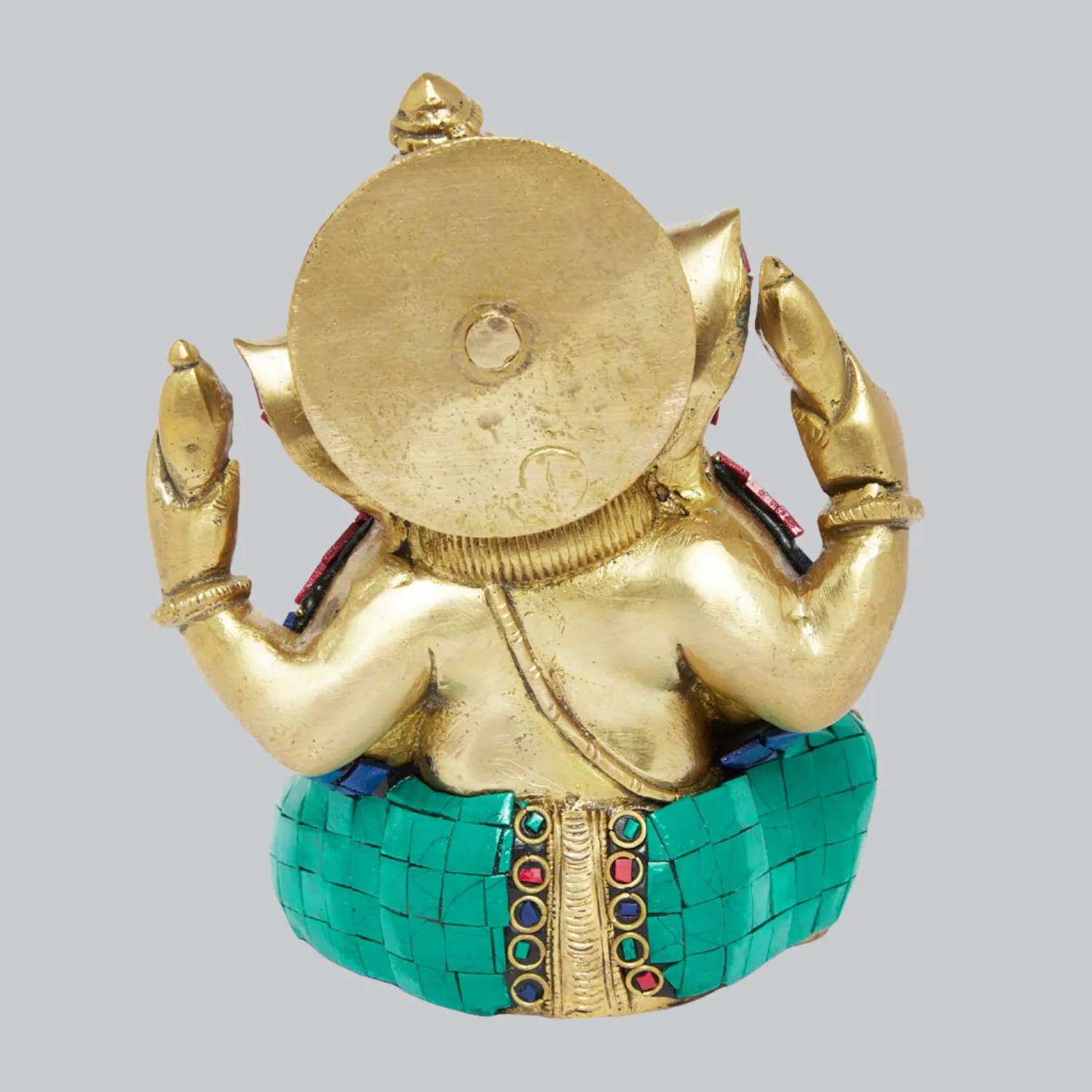 Brass Appu Ganesha with Stonework 6.5 in
