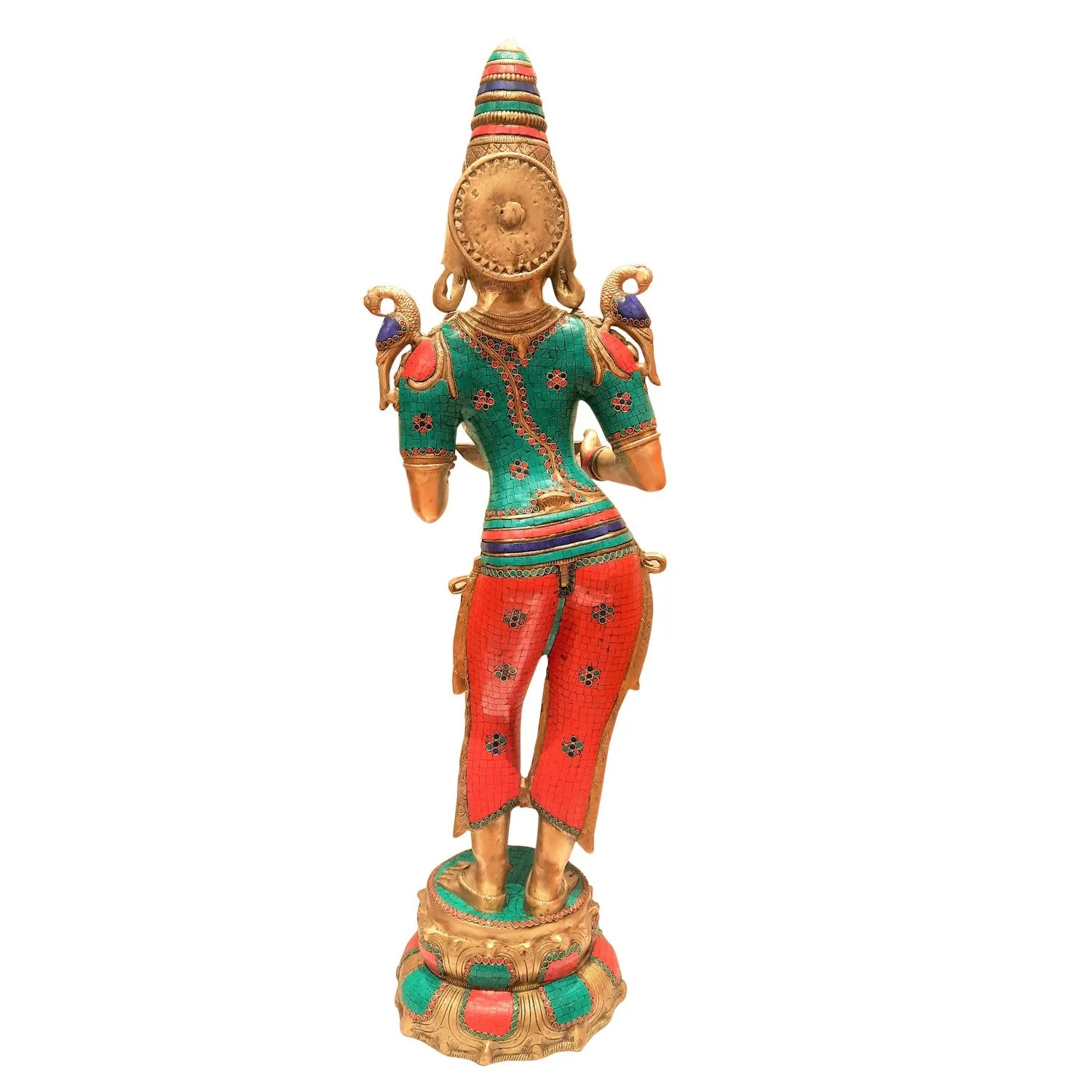 Brass Deep Lady With Stone Work 44 In