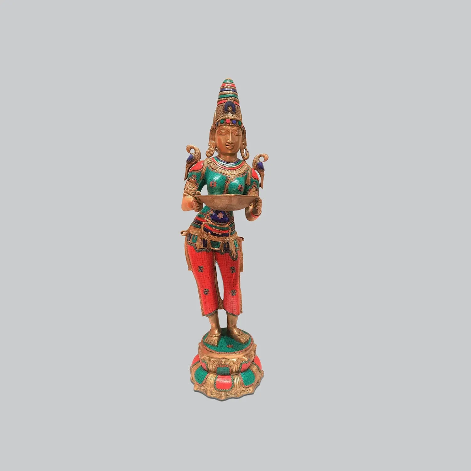 Brass Deep Lady With Stone Work 44 In