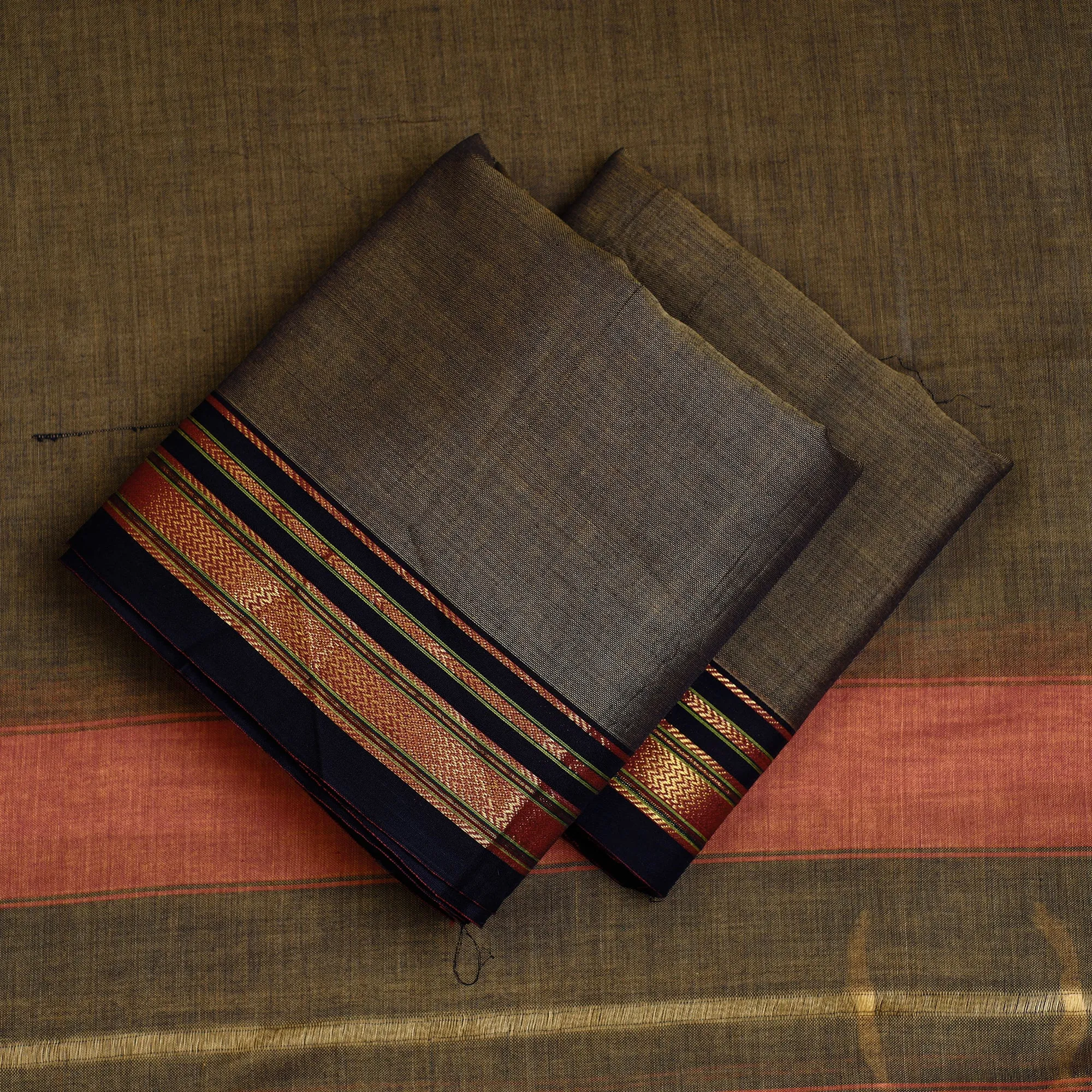 Brown - 3pc Dharwad Cotton Suit Material Set 04