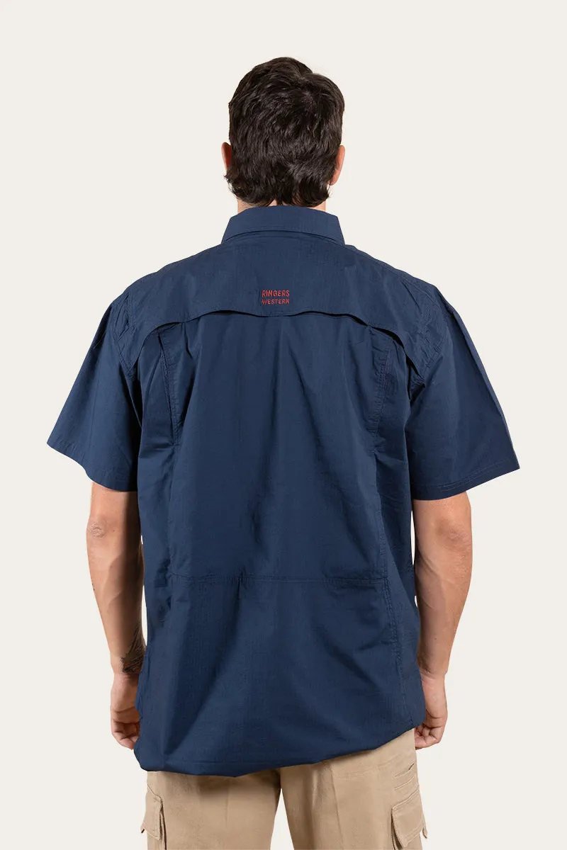 Bulgarra Mens Ripstop Full Button Work Shirt - Dark Navy