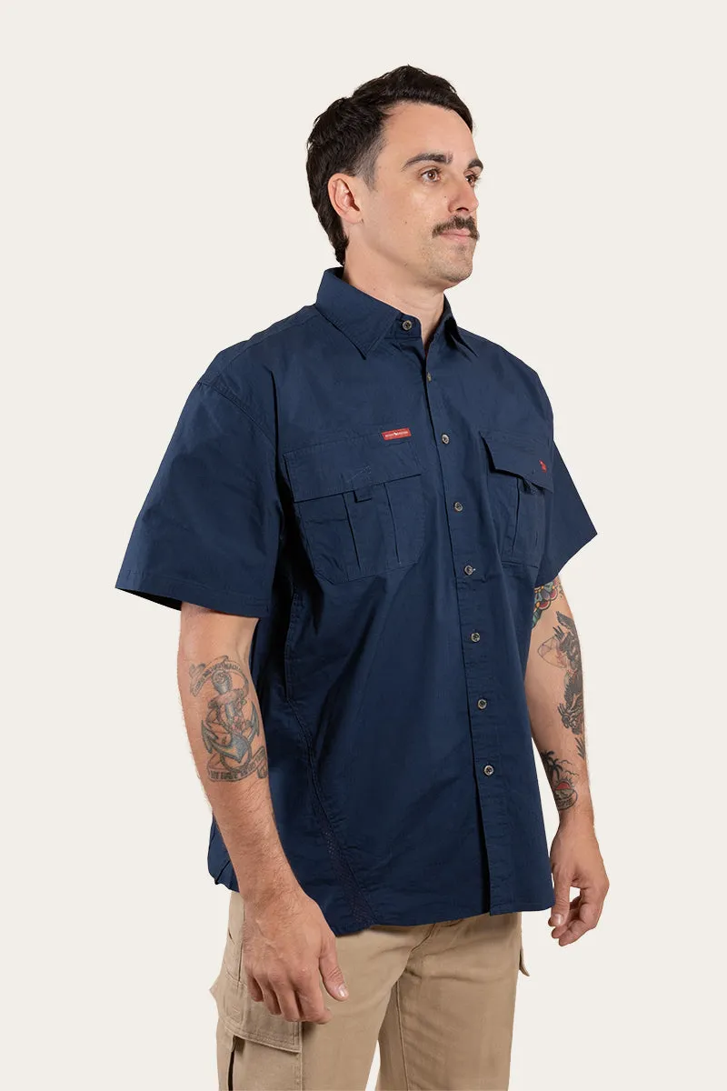 Bulgarra Mens Ripstop Full Button Work Shirt - Dark Navy