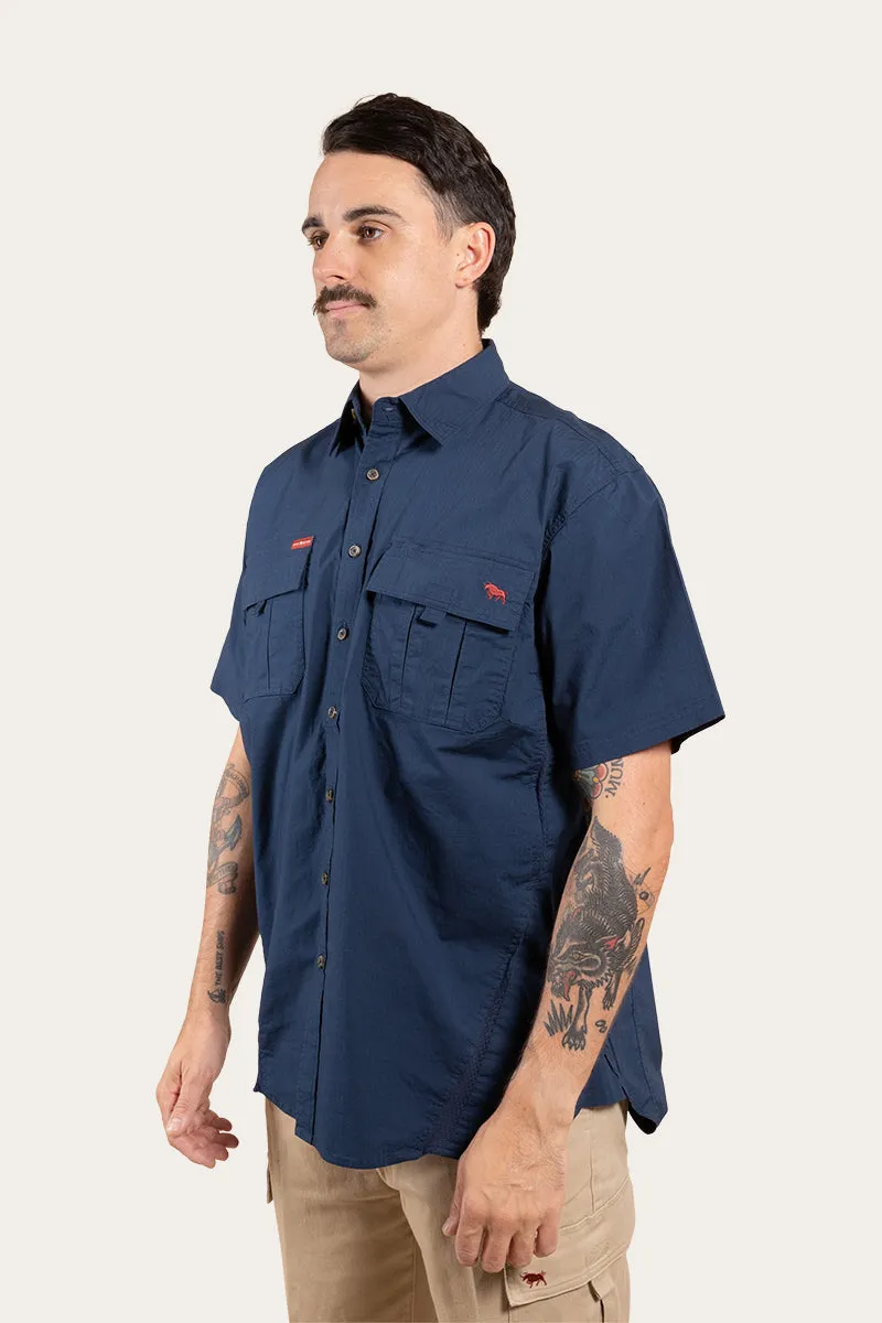 Bulgarra Mens Ripstop Full Button Work Shirt - Dark Navy