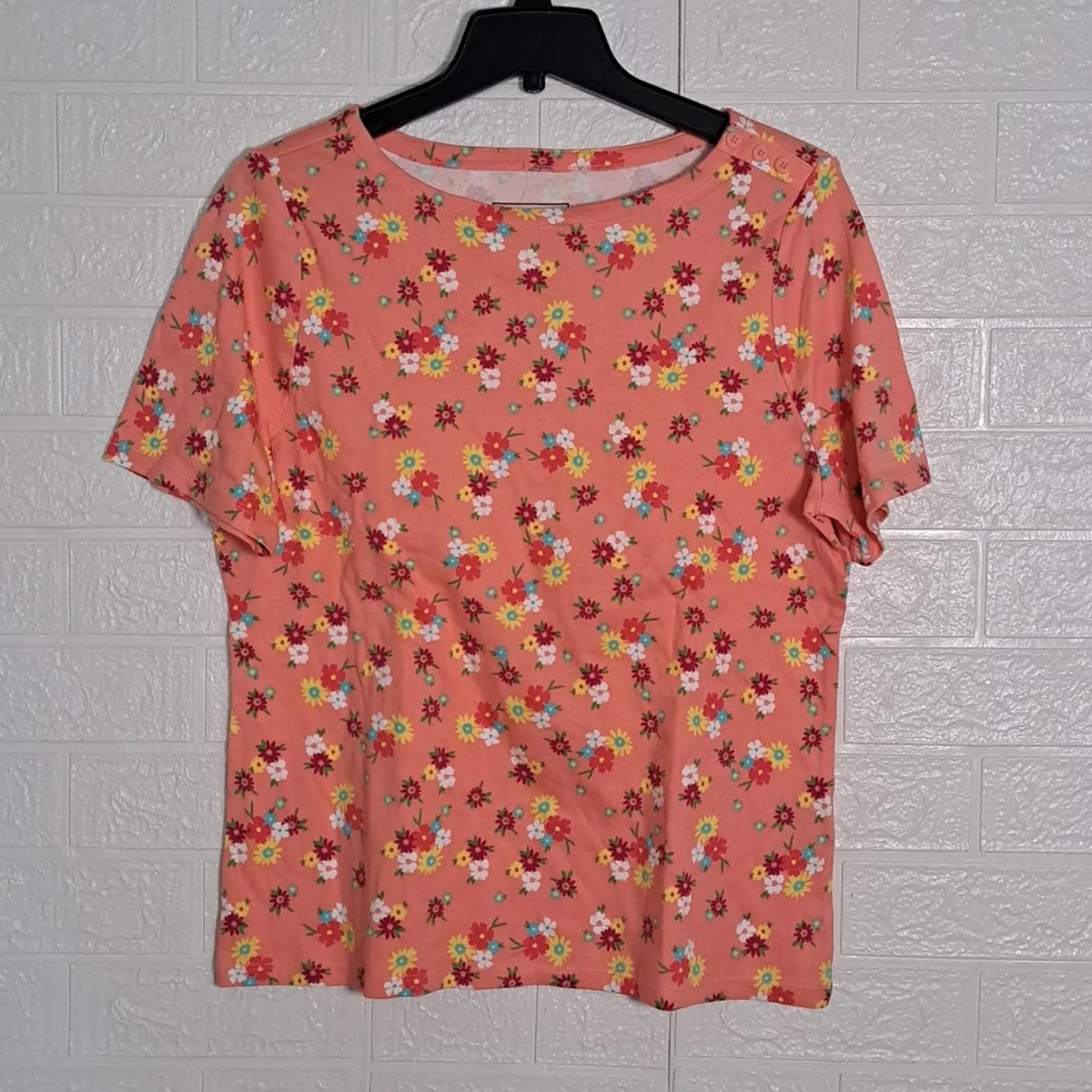 Charter Club Cotton Floral-Print T-Shirt Large