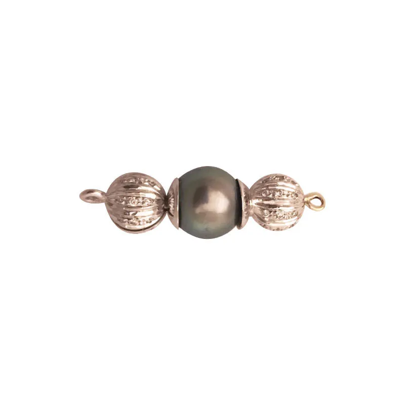 CLASP - GRAY PEARL, DIAMOND IN 18K WHITE GOLD