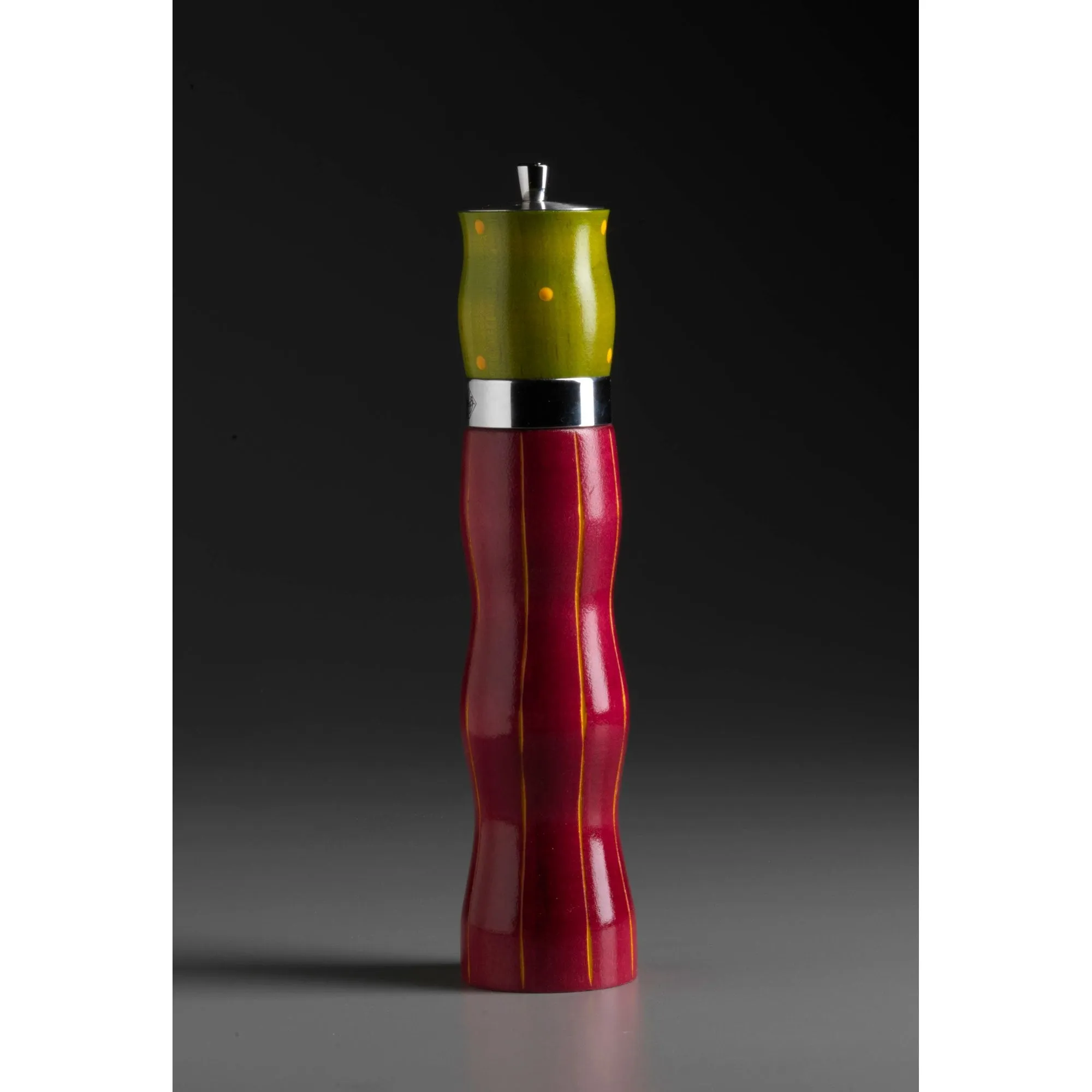 Combination in Ruby, Orange, Lime and Yellow Wooden Salt and Pepper Mill Grinder Shaker by Robert Wilhelm of Raw Design