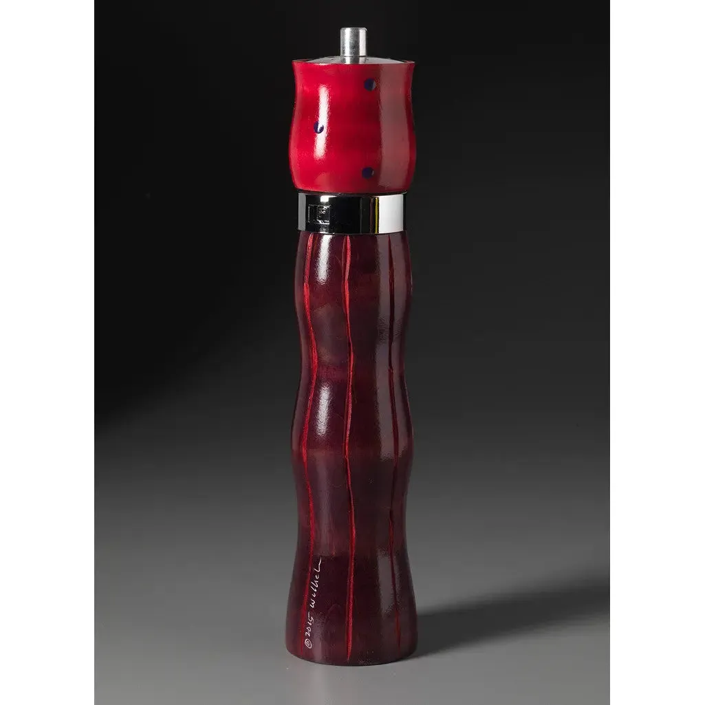Combo C-25 in Purple, Black, and Red Wooden Salt and Pepper Mill Grinder Shaker by Robert Wilhelm of Raw Design