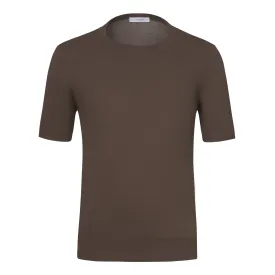 Cotton Crew-Neck T-Shirt in Brown