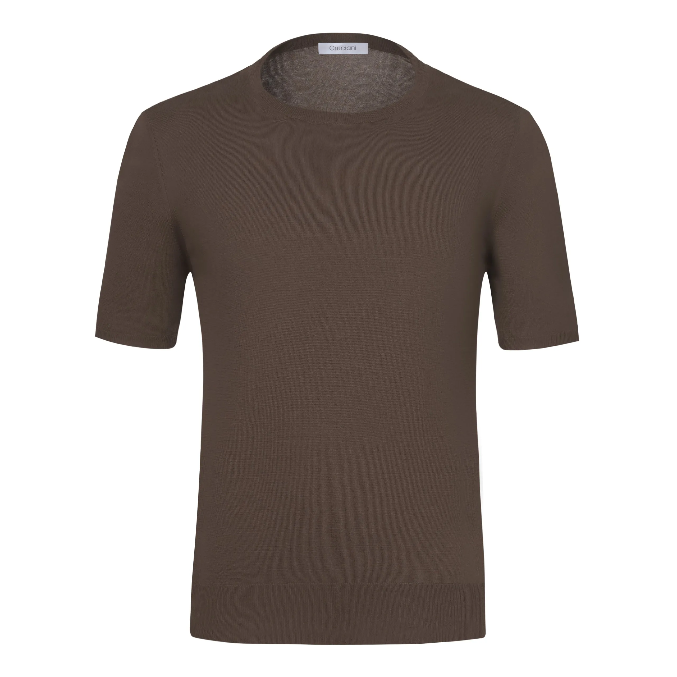 Cotton Crew-Neck T-Shirt in Brown