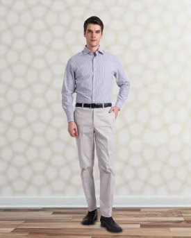 Cotton: Oyster Grey Twill Dress Pant