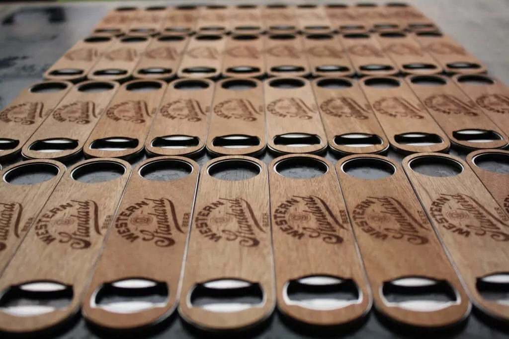 Customizable Industrial Wood Bottle Opener 5-Pack