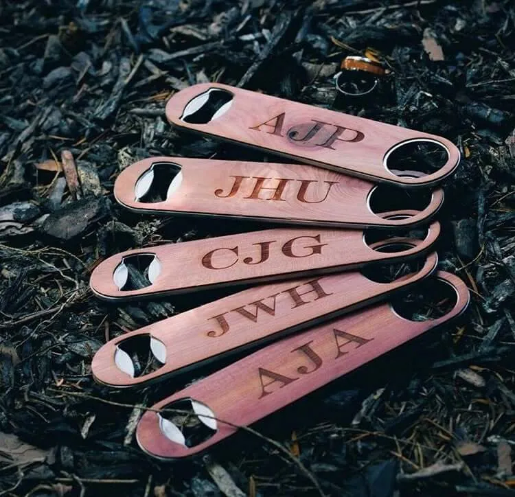 Customizable Industrial Wood Bottle Opener 5-Pack